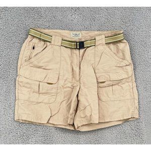 LL Bean Hiking Shorts Women’s Large Belted Cargo Nylon Outdoor Excellent